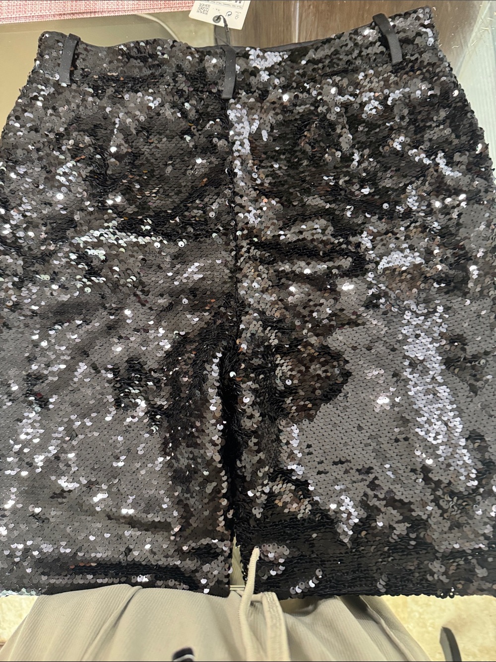 Zara Black Sequin High-Shine Pants